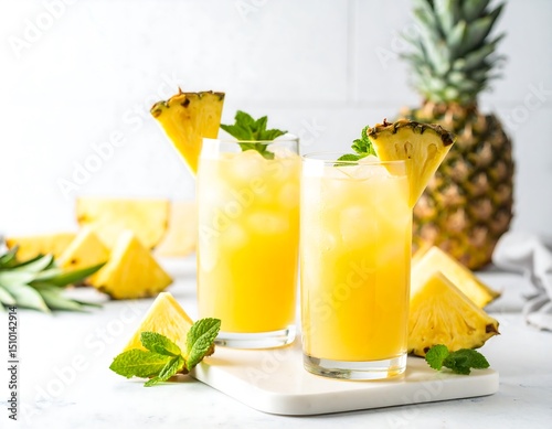 Refreshing pineapple juice in glasses (1)