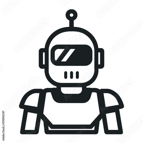 Happy Funny Cartoon Childish Robot Character Icon