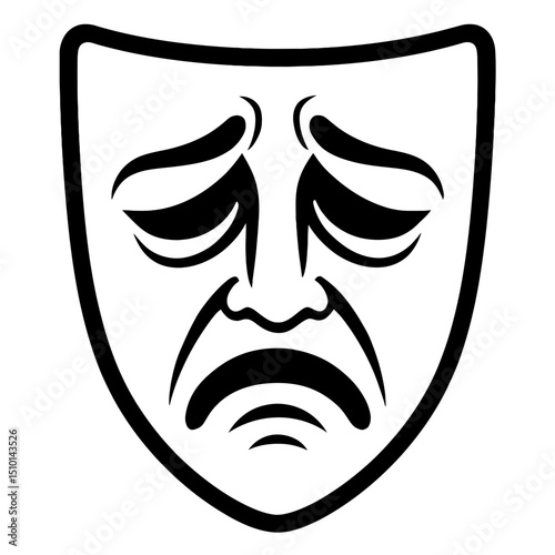 Classic Tragedy Theatre Mask - Sad Emotion Symbol