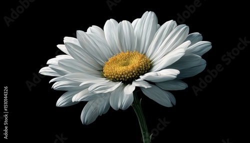 Pure white daisy on a black background