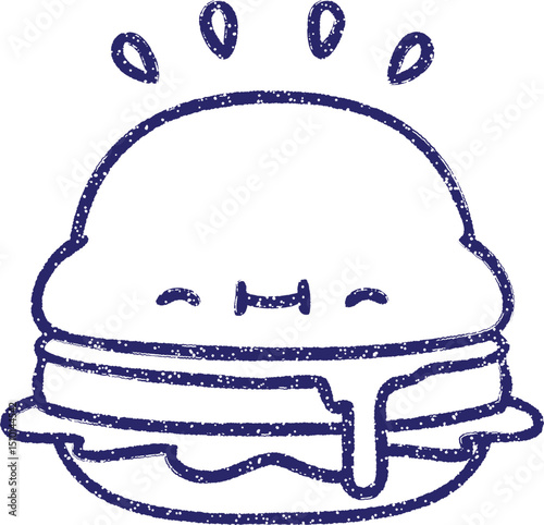 Cute Burger Charcoal Drawing
