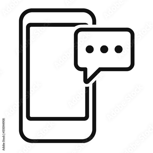 Mobile Phone with Ellipsis Chat Bubble Outline Icon - Texting and Communication Symbol