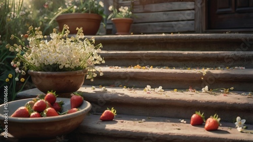 Rustic Outdoor Staircase in Soft Morning Sunlight