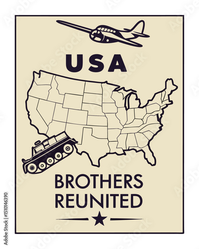 Brothers Reunited A Vintage American Patriotism Illustration