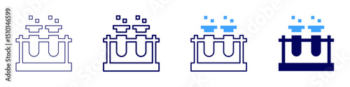 Volumetric flask icon in 4 different styles. Thin Line, Line, Bold Line, Duotone. Duotone style. Editable stroke
