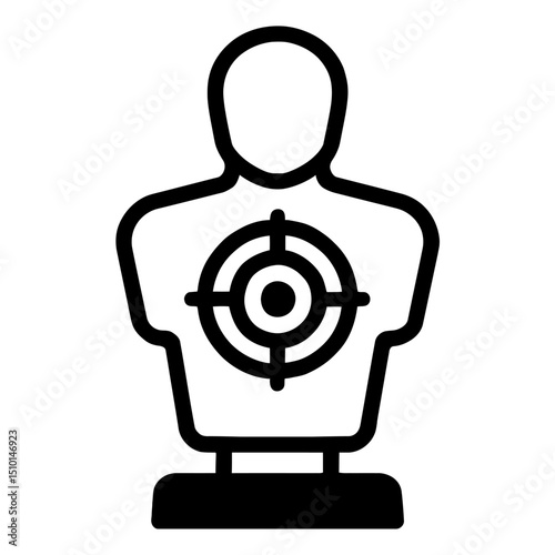 Human Silhouette Target with Crosshair Outline Icon - Shooting Practice and Precision Aim Symbol