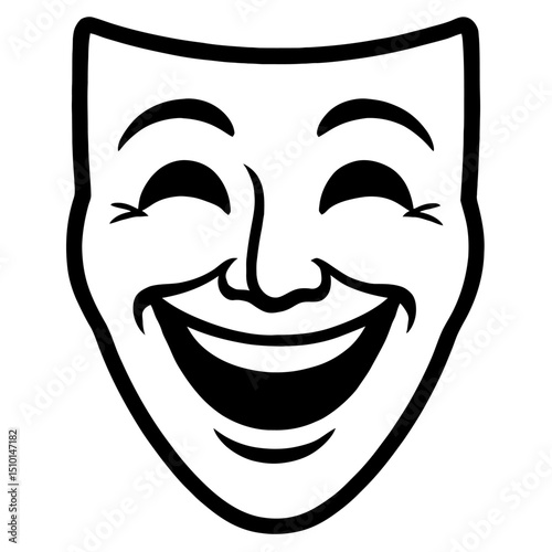 Comedy Mask Laughing Face Outline Icon - Theater and Entertainment Symbol
