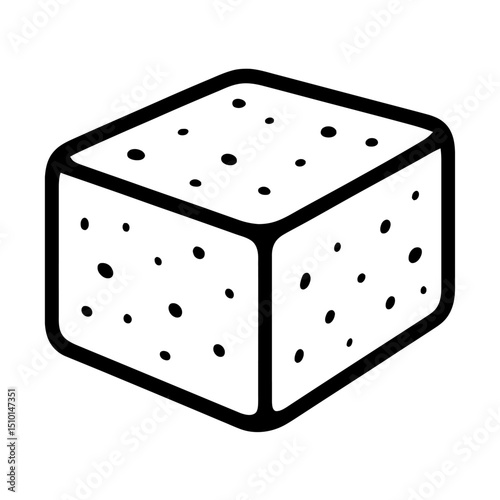 Cube with Dots Outline Icon - Abstract Dotted Block Design Element