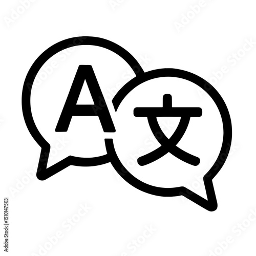 Language Translation Icon with Speech Bubbles - Global Communication and Interpreter Symbol