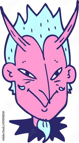cartoon doodle devil face