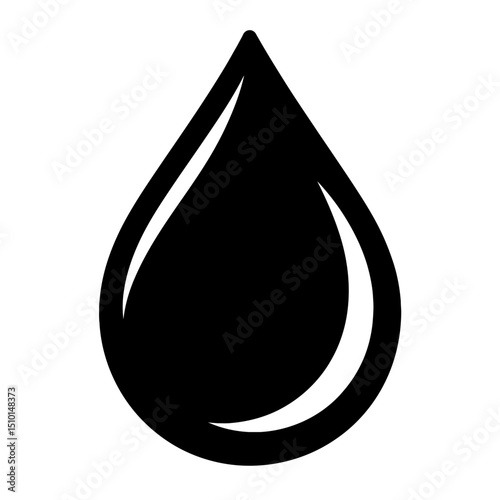 Black Water Drop Icon - Liquid, Fluid, or Tear Symbol