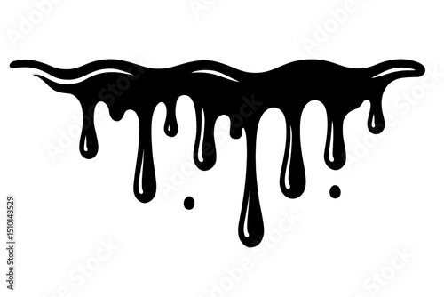 Black Dripping Paint or Liquid Border - Abstract Melting Grunge Design Element