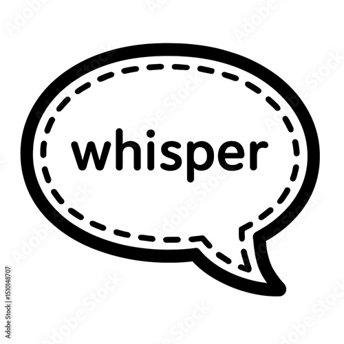 Whisper Speech Bubble with Dashed Outline - Quiet Communication Icon