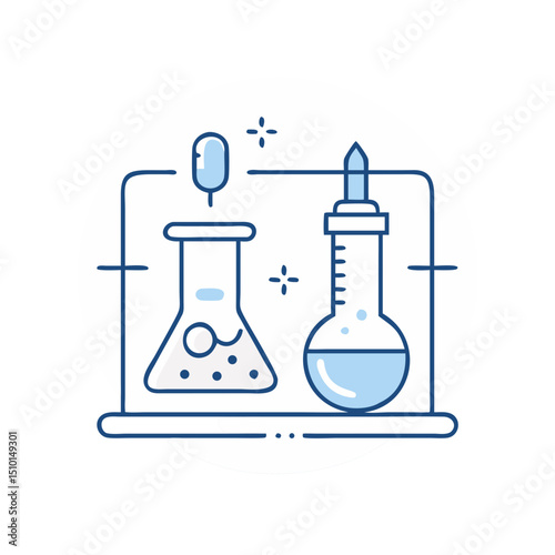Chemistry flasks representing science, experiments or education.