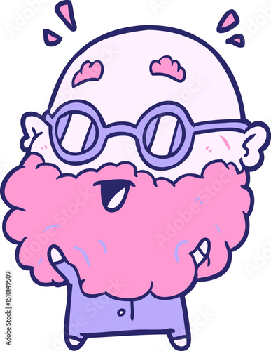 cute cartoon surprised old man