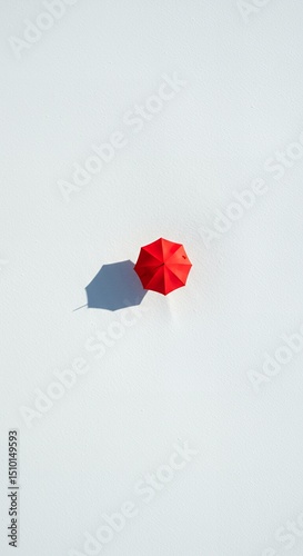 AI-Generated of Negative Space Concept with Minimalist Red Umbrella on White Background