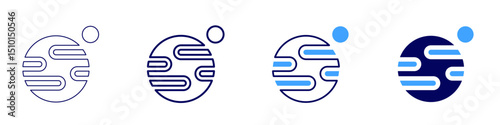 Mars colonization icon in 4 different styles. Thin Line, Line, Bold Line, Duotone. Duotone style. Editable stroke