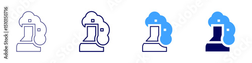 Isotope separation icon in 4 different styles. Thin Line, Line, Bold Line, Duotone. Duotone style. Editable stroke