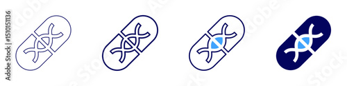 Gene therapy icon in 4 different styles. Thin Line, Line, Bold Line, Duotone. Duotone style. Editable stroke