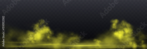 Realistic yellow smoke or haze, overlay effect on a transparent background. Hot fire and flame, magic fog, vapor on floor. Abstract vector illustration