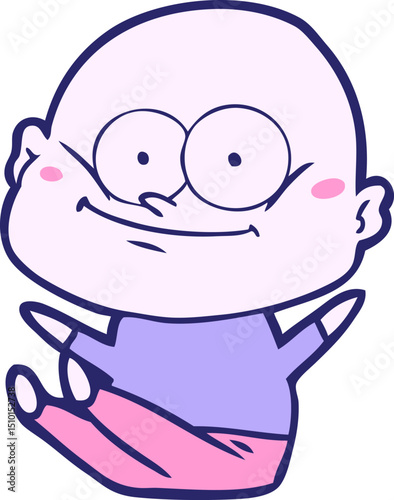 cartoon bald man staring
