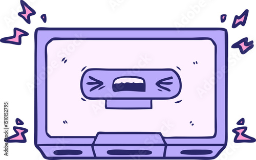 cartoon angry old cassette tape