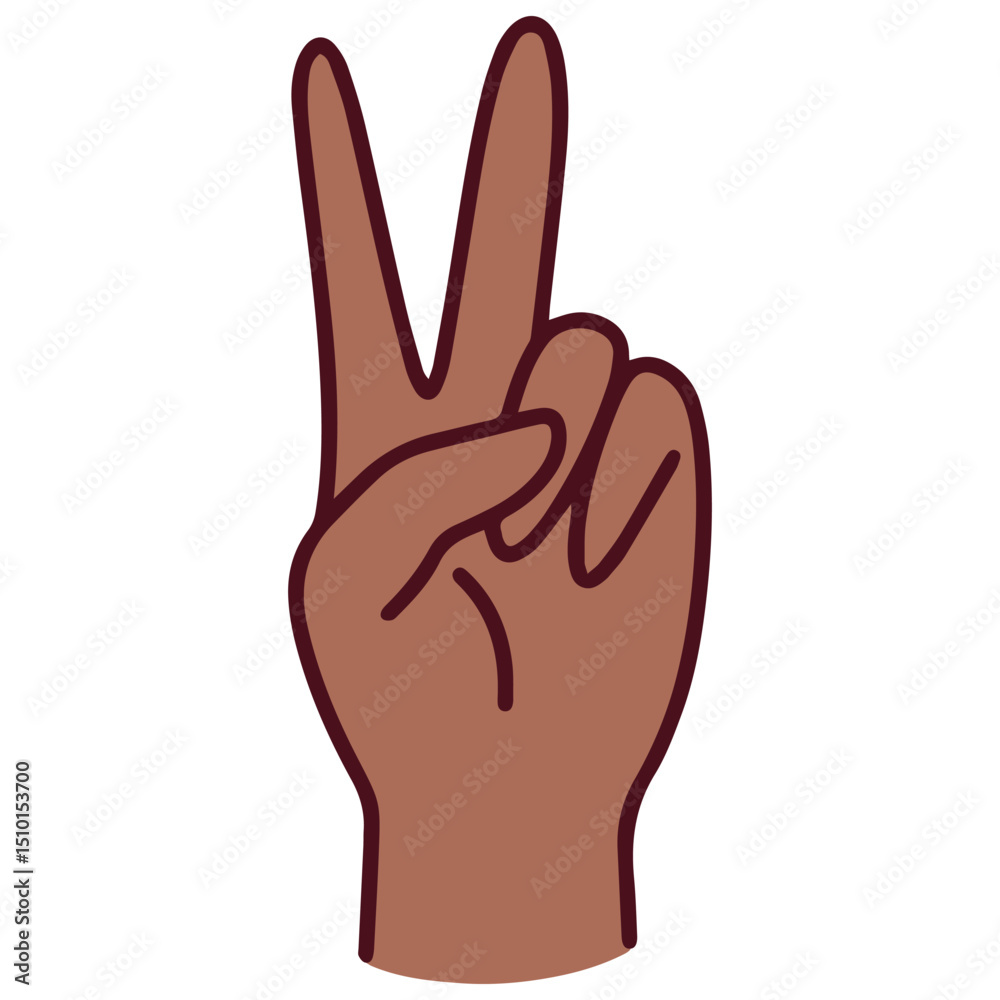 Mandarin number two hand gesture with dark skin tone, formed by raising the index and middle fingers, used in Chinese finger counting Mandarin number two hand gesture with dark skin tone, formed by raising the index and middle fingers, used in Chinese finger counting