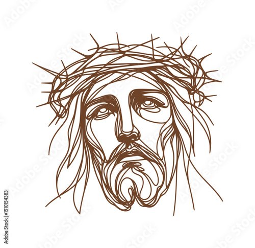  line art sketch drawing- jesus christ praying (artwork 10)