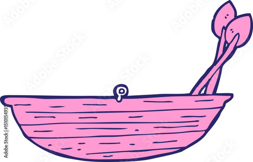 cartoon rowing boat