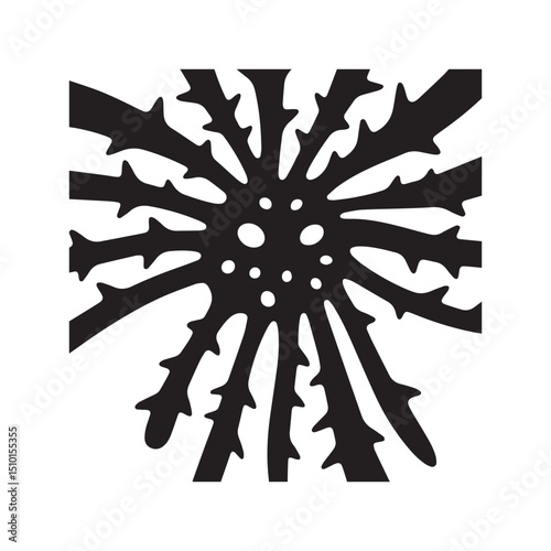 Sea urchin black silhouette vector art and illustration Silhouette white Background.