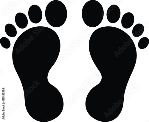 Pair footprint silhouette, Footprint, set of footprint icon, Silhouette of footprints. Vector illustration