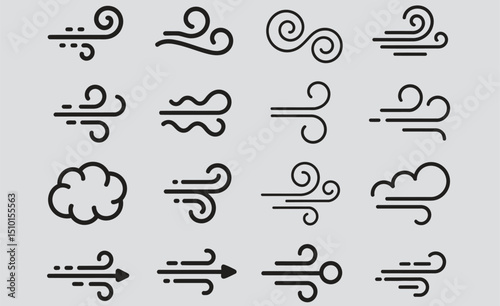 Icon set related to wind and waves
Set wind blow line icon. Blowing wind outline icons. Windy weather symbol, logo - vector
Wind weather and environment, nature icon set. Natural movement of the air s