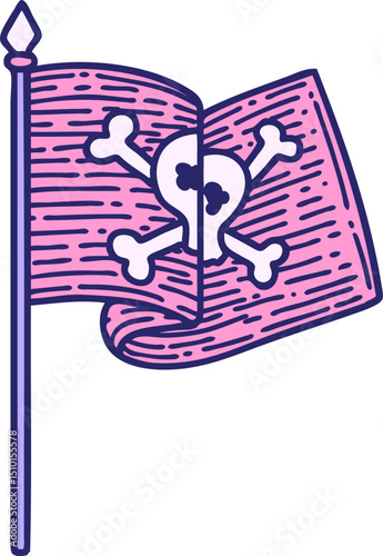 iconic tattoo style image of pirate flag