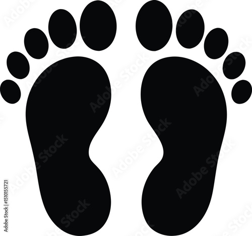 Pair footprint silhouette, Footprint, set of footprint icon, Silhouette of footprints. Vector illustration
