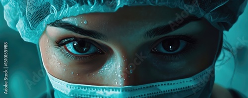 Focused Female Surgeon During Intense Operation