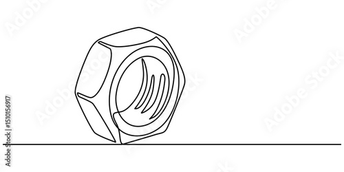 Nut one line drawing vector. Nut continuous line drawing vector. Nut a single line drawing. Background contour line Nut vector, Screw, bolt and nut, dowel, pin, pintle one line art. bolt nut concept.