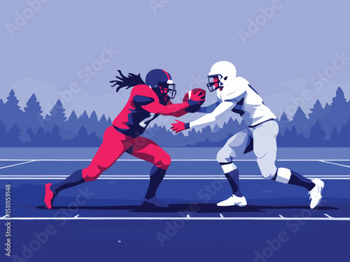 American Football Players Tackling – Action Game Moment Illustration

