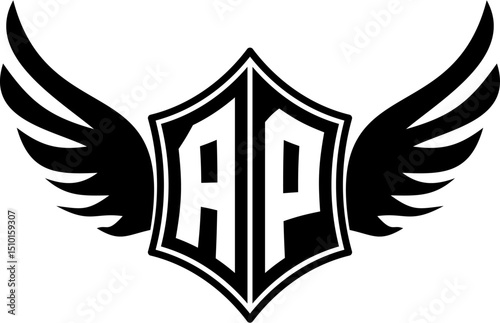 AP logo emblem with winged and shield template