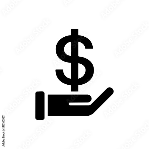 Black silhouette representing investment, salary, savings, or donation in a clean flat style.

