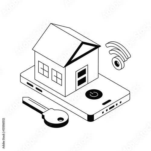 A modern isometric style icon of property app