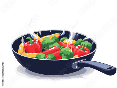 vegetable salad in a pan isolated on white