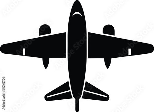 Plane silhouette, Plane silhouette icon on a white background, vector illustration