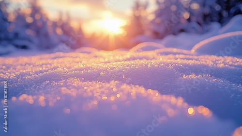 Golden Sunrise Over Sparkling Snow