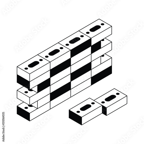 Check out this isometric icon of bricklaying work