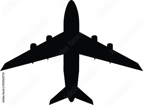 Plane silhouette, Plane silhouette icon on a white background, vector illustration