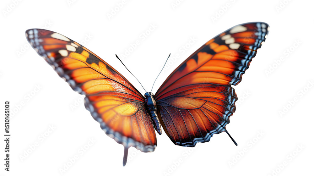 Obraz premium Beautiful monarch butterfly wings vibrant colors nature insect flying orange black wings isolated close up 100 char
