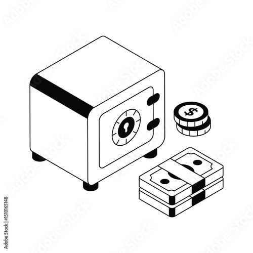 Well designed isometric icon of a secure money vault