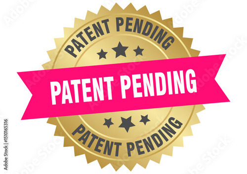 patent pending. patent pending round pink and gold label isolated on transparent background