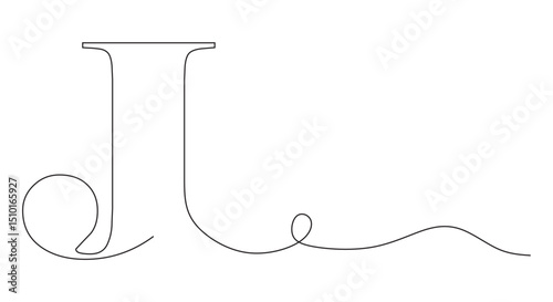 art of a continuous line from the letter J with a line that curves and twists