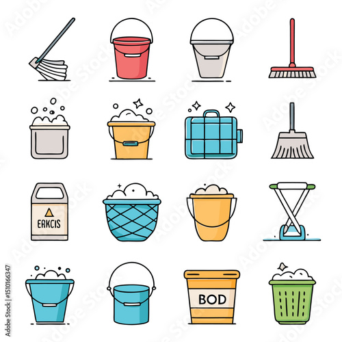 Cleaning Tools & Equipment Icons